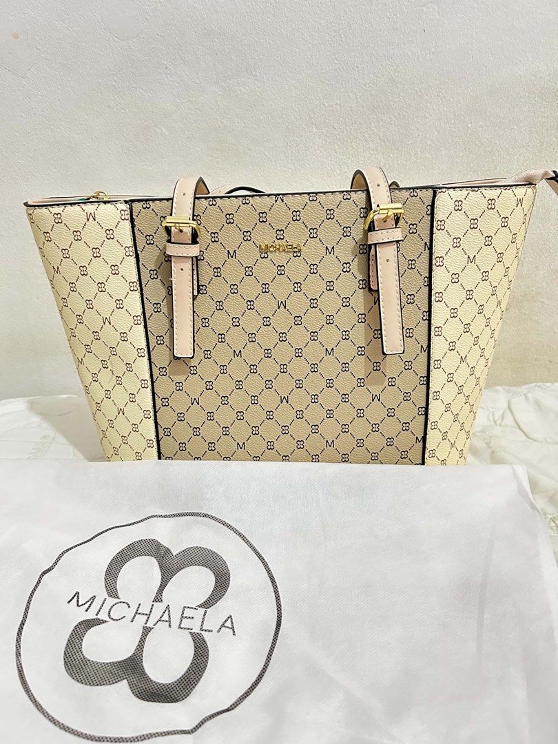 MICHAELA monogram checkered tote bag (Category: Shoulder Bags) located in Manila. Submitted by ileonajanae_ (Listing ID 1461950241, Image 1). Description: MICHAELA monogram checkered tote bag bnew with dust bag ₱1,500 4k bought price.