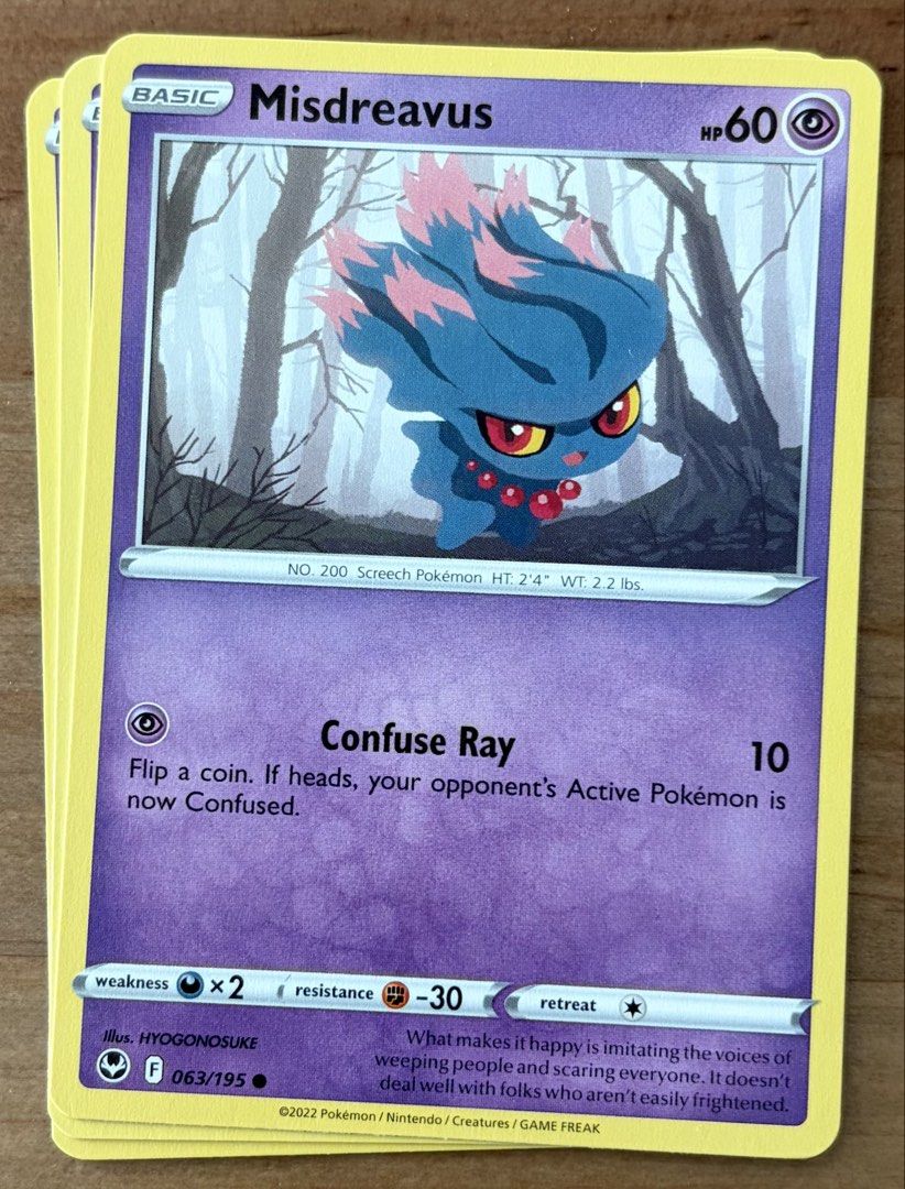Misdreavus | Pokemon Cards ~ Silver Tempest (Category: Raw Singles) located in Makati City. Submitted by cardlab (Listing ID 1461815628, Image 1). Description: Items are 💯 authentic/original/legit. About The Card: •Language: EN • Number: 063/195 • Common • Normal FOR: • Cards ₱99 and below with Card Sleeves • Cards ₱100 and up with Card Sleeves and Used Toploader • ₱10 for Bnew Tops Packaging (If Shipping): ✔️ Plastic cover ✔️ Cardboard ✔️ Bubbl