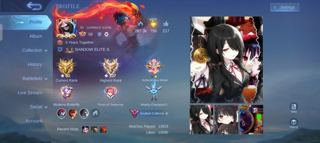 Mobile legends Account (Category: Others) located in Cagayan de Oro. Submitted by reitosensei (Listing ID 1461870867, Image 2). Description: Im selling a Mobile legends account that has been grind and bought with skin worth 5,000 Server is in Philippines .