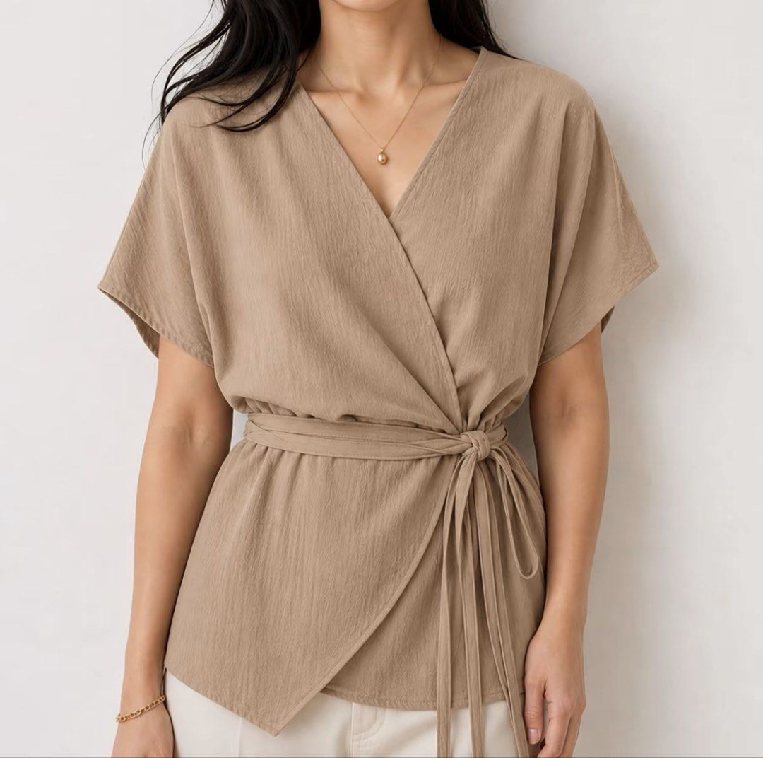 Mocha Wrap Dress Plus Size XL-XXL (Category: Blouses) located in Maragondon. Submitted by jujubittybip (Listing ID 1461815486, Image 1). Description: Bust: Up to 42 Length: 27 Used once. Location: Mendez, Cavite.