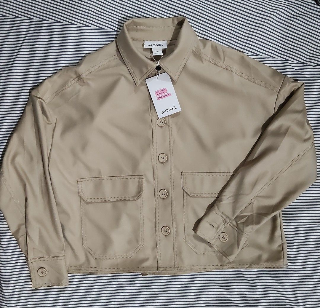MONKI Oversized Utility Jacket(Beige) (Category: Coats, Jackets and Outerwear) located in Quezon City. Submitted by khelou (Listing ID 1461911886, Image 2). Description: Fits small to medium .