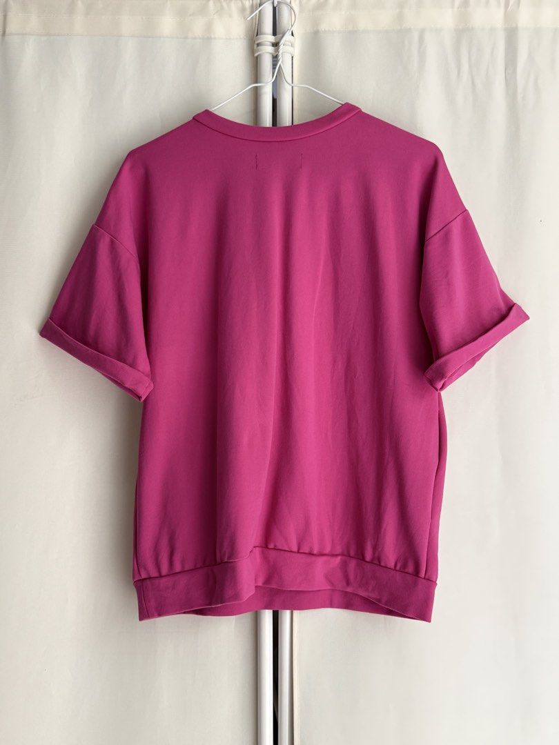 Mosaic Top (Magenta) (Category: Shirts) located in Quezon City. Submitted by statstudioph (Listing ID 1461864858, Image 2). Description: Mosaic Top * Php1,250 * laid flat measurements in cm: chest - 51, length - 62 * free size * half zipped neckline, with side pockets * color: magenta * retail price: ₱2,380-2,980 * material: punto cotton * used excellent condition * pick-up location: Katipunan, QC * rfs: decluttering * mop: BPI or GCash or COP Co