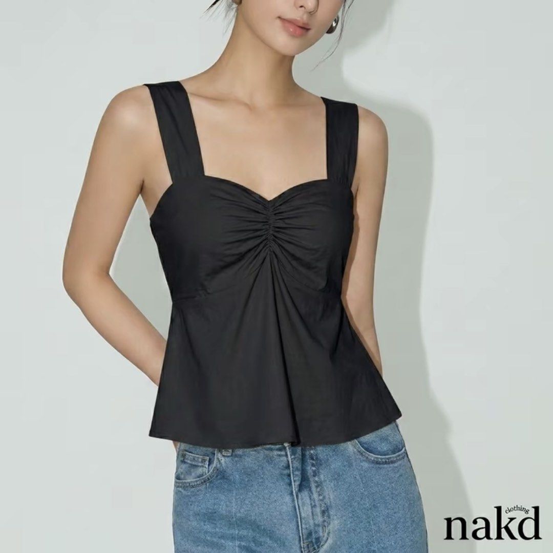 NAKD Black Linen Top (Category: Sleeveless) located in Manila. Submitted by urpradabae (Listing ID 1461926088, Image 1). Description: Worn once. RFS: decluttering.