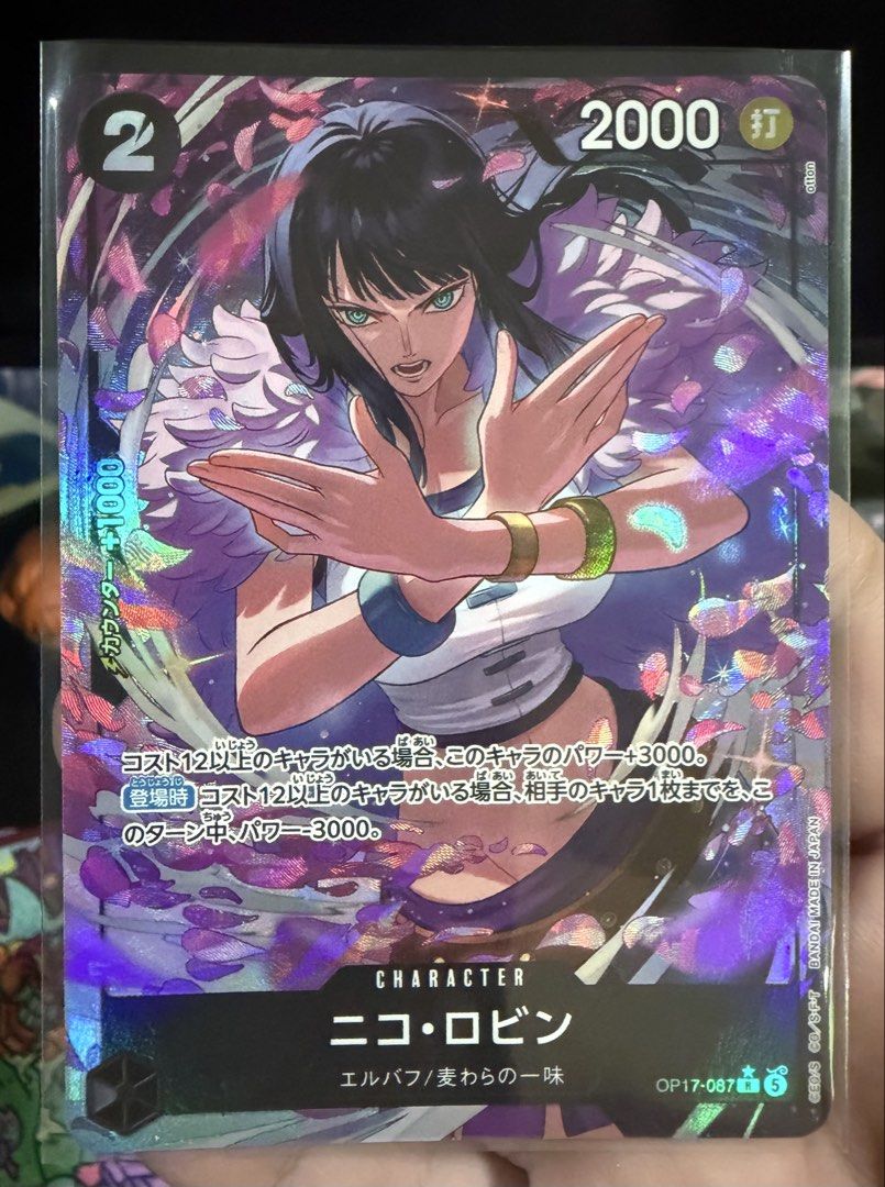 Nico Robin OP17-087 Alternate Art (Category: Raw Singles) located in Marikina City. Submitted by chingtidus (Listing ID 1461919505, Image 1). Description: Nico Robin OP17-087 AA fresh pull , mint condition Marikina , Lower Antipolo , Ligaya Pasig area.