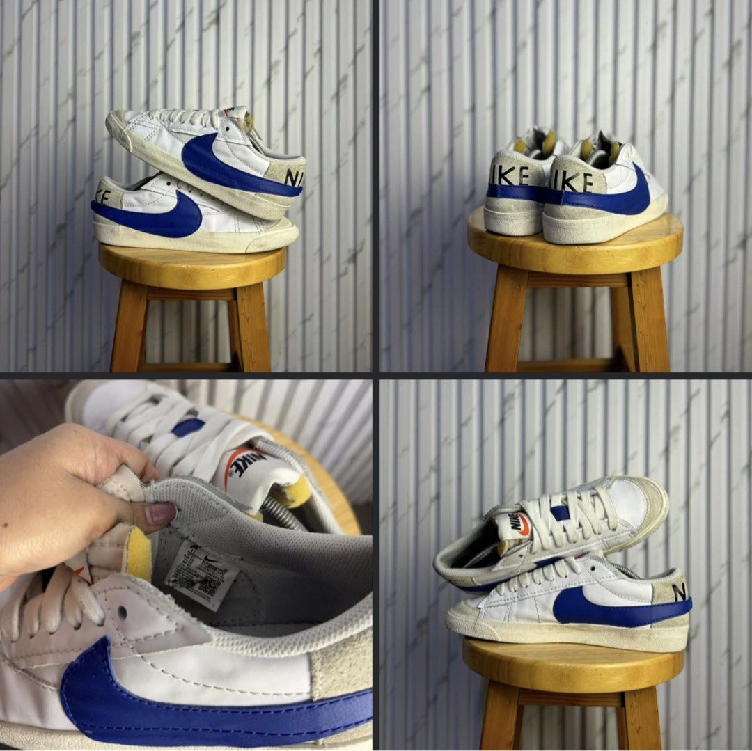 Nike Blazer Low White Blue Sneakers (Category: Sneakers) located in Caloocan City. Submitted by mzcollection_349 (Listing ID 1461888552, Image 1). Description: - Classic Nike Blazer Lows - Color: White with Royal Blue Swoosh and Heel Tab - Features Suede Accents on Toe and Sides - Perfect for Everyday Wear - Please check photos for detailed condition.