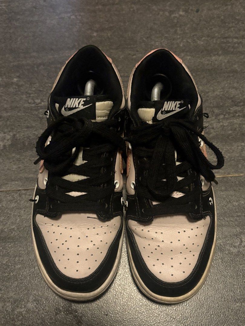 Nike Dunk Low (Category: Sneakers) located in Manila. Submitted by _noname.shop (Listing ID 1461804505, Image 3). Description: - Nike Dunk Low sneakers - Colorway: Black / White / Pink - Shows some creasing due to the material - Black laces included (pink lace got lost) - Some signs of use, but still wearable - Perfect for casual/streetwear outfits .
