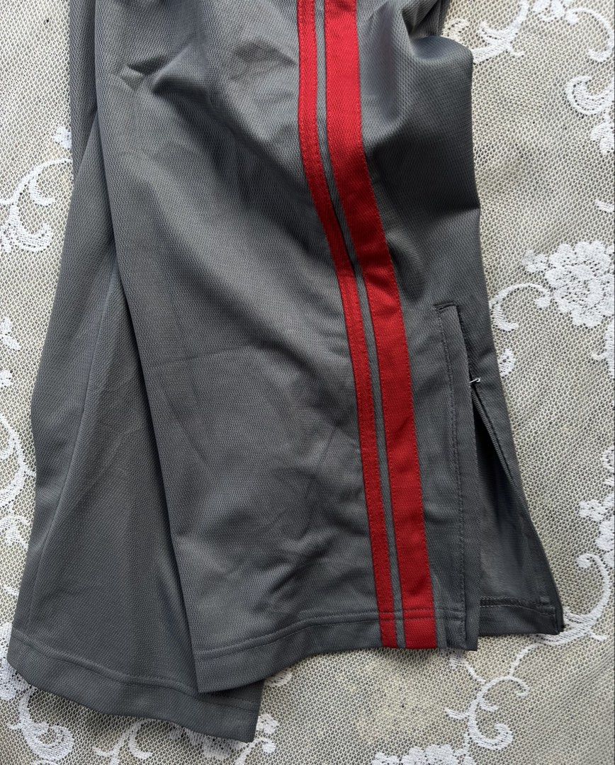 Nike Grey Track Pants with Red Stripes (Category: Joggers) located in Manila. Submitted by trustedmichael. (Listing ID 1461869954, Image 2). Description: As new✅ W 32-36 L 39 Leg hole 10 with zip L on tag Can do vc for item checking☑️.