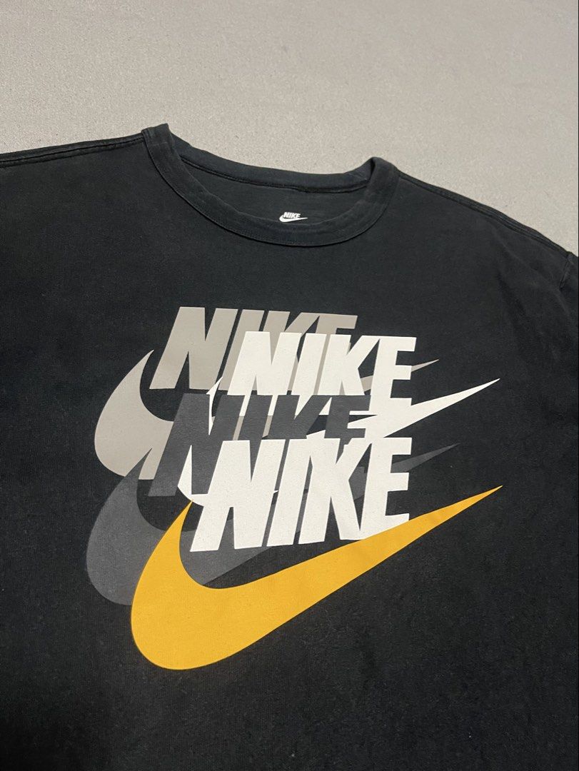 Nike Multilogo Shirt (Category: Tshirts & Polo Shirts ) located in Bulacan. Submitted by sanjisthrift (Listing ID 1462034801, Image 2). Description: Size Large Width 21 Length 28 Good Condition 9/10 Good fade.