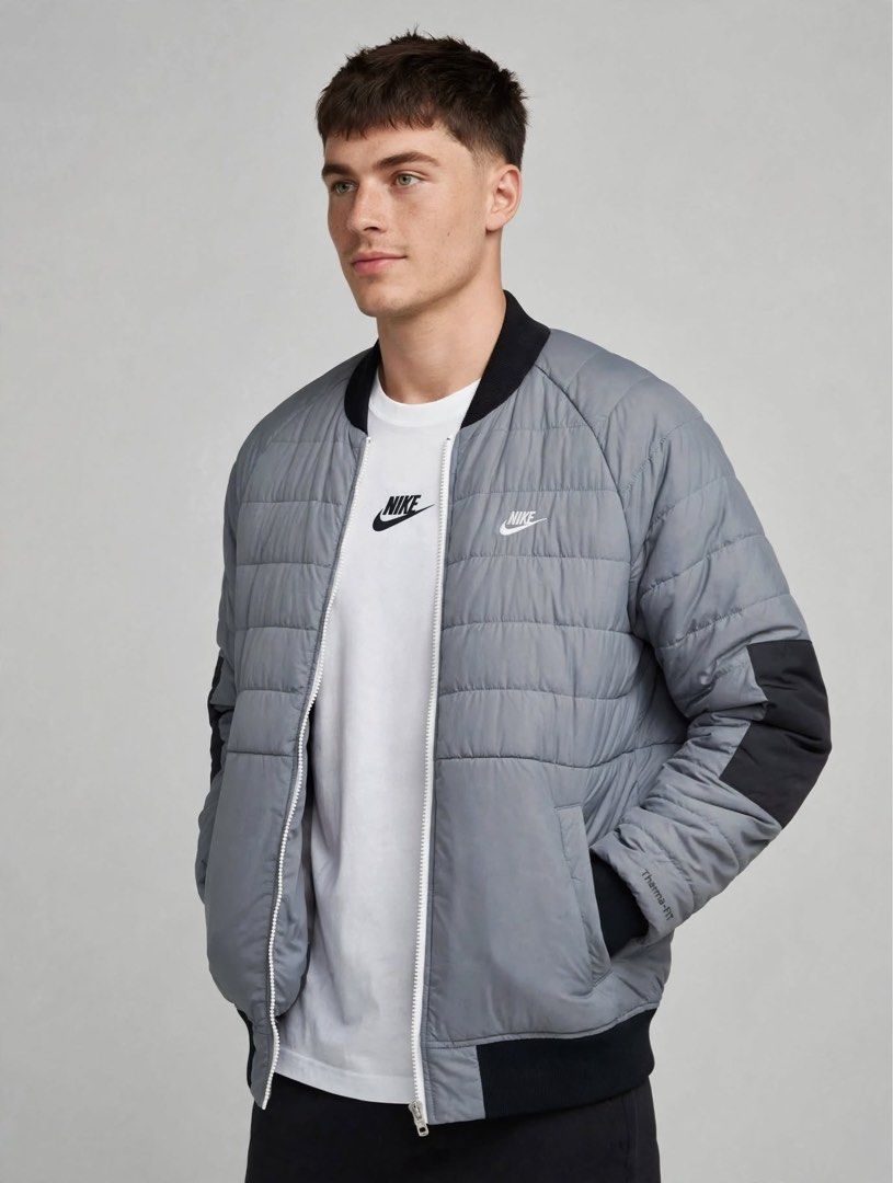 Nike Reversible Bomber Jacket Black Grey Therma-FIT (Category: Coats, Jackets and Outerwear) located in Dagupan City. Submitted by hustlercloset (Listing ID 1461847934, Image 2). Description: NIKE Quilted Bomber Jacket - Therma-fit - 2 in 1 Reversible - 2XL on tag fits L-XL - dimes 24 x 28 - GOOD AS NEW - P3k + SF 📍Pangasinan based 💸MOP: GCash / Bank Transfer ❌ wala po COD or COP SURE BUYERS ONLY PLS‼️ Disclaimer : ⚠️⚠️⚠️ I am selling thrifted 