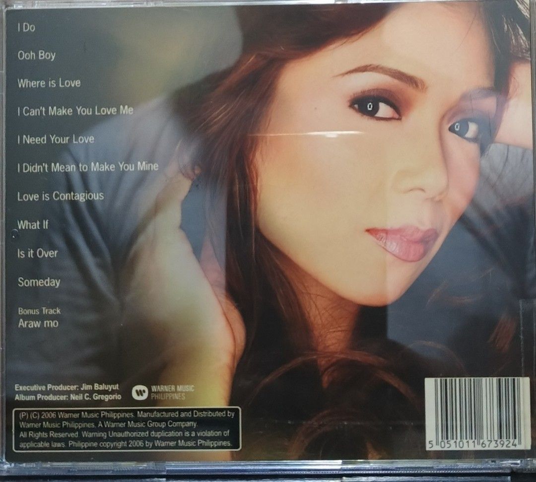 Nina - Nina CD (2006) (Category: CDs & DVDs) located in Manila. Submitted by ruelcabrer77078 (Listing ID 1461968394, Image 3). Description: Nina's self-titled album from 2006. Features tracks like 'I Do', 'Ooh Boy', and 'Love is Contagious'. Includes a bonus track 'Araw mo'. Manufactured and distributed by Warner Music Philippines. Great for fans of Nina..