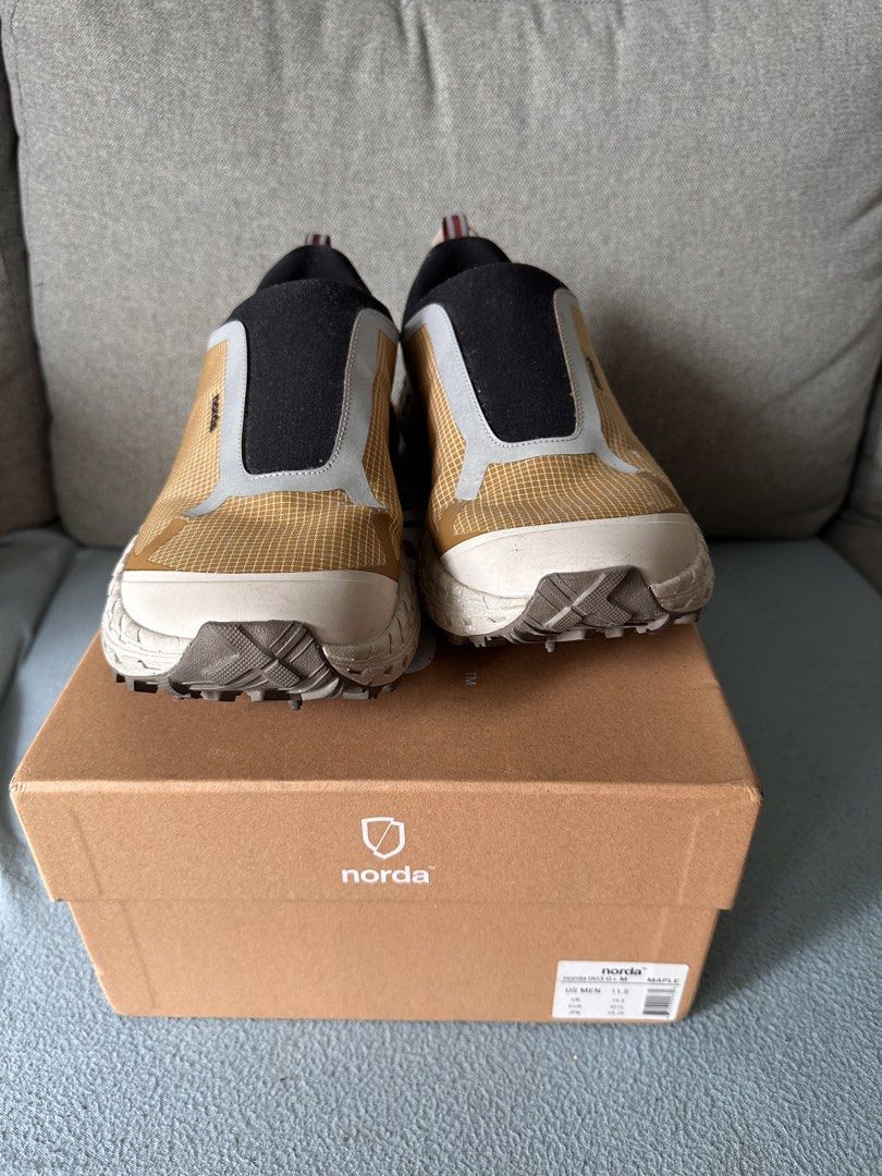 Norda 003 G+ (Category: Sneakers) located in Mandaluyong City. Submitted by vansboy69 (Listing ID 1461808833, Image 3). Description: - Norda 003 G+ - Color: Maple - Features Vibram sole for superior grip - Slip-on design for easy wear - Comfortable fit - Made with Dyneema: World's first trail running shoe material, offering lightweight durability - Includes original box - Comes with a shoe bag Size: 11.5 US Message me at 09175081517.