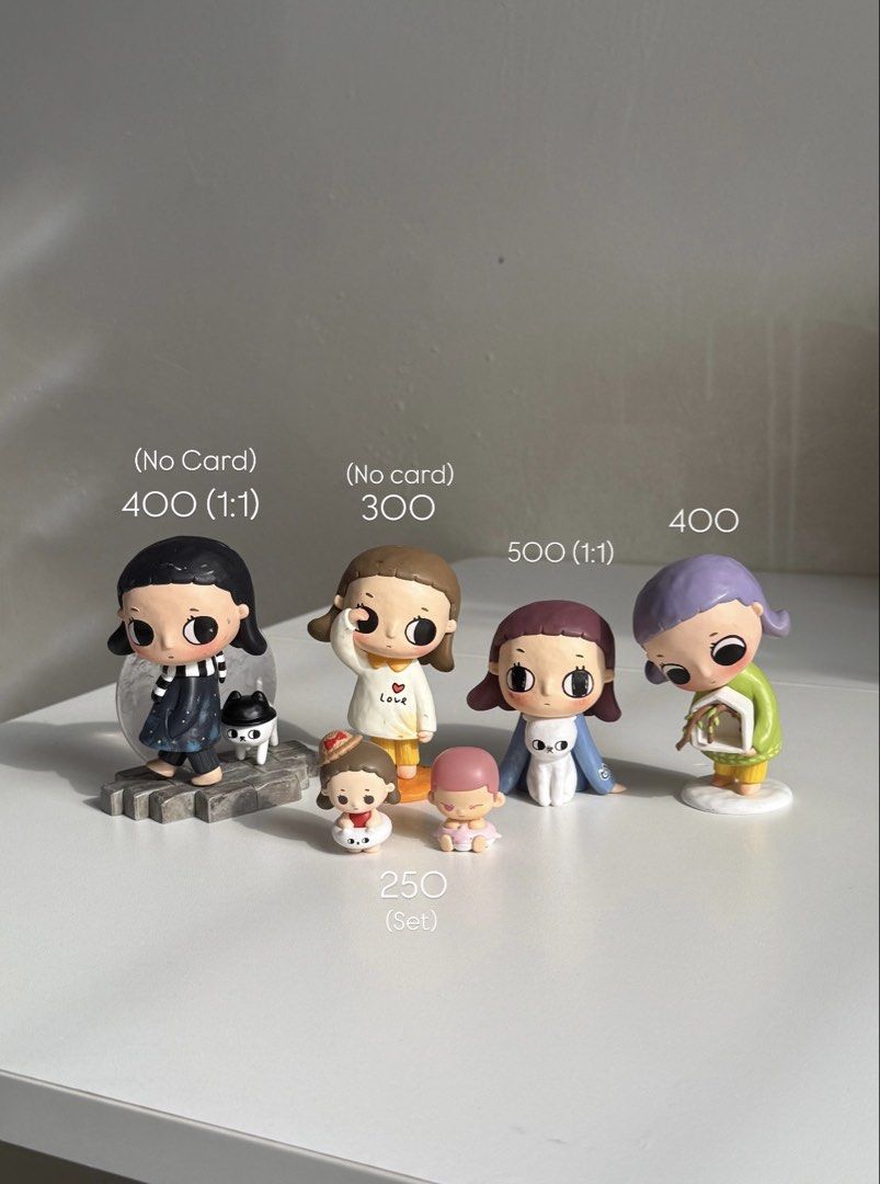 Nyota Popmart (Category: Designer & Blind Box Toys) located in Alegria. Submitted by lilthingss_ (Listing ID 1461818690, Image 1). Description: W card, Box & Foil AVAILABLE: - Daze 500 - Thinking 400 - Cloudwatcher ❌ - See Love ❌ - beans set ❌ * can negotiate if taking two MOD - JnT only MOP - Gcash/Maribank.