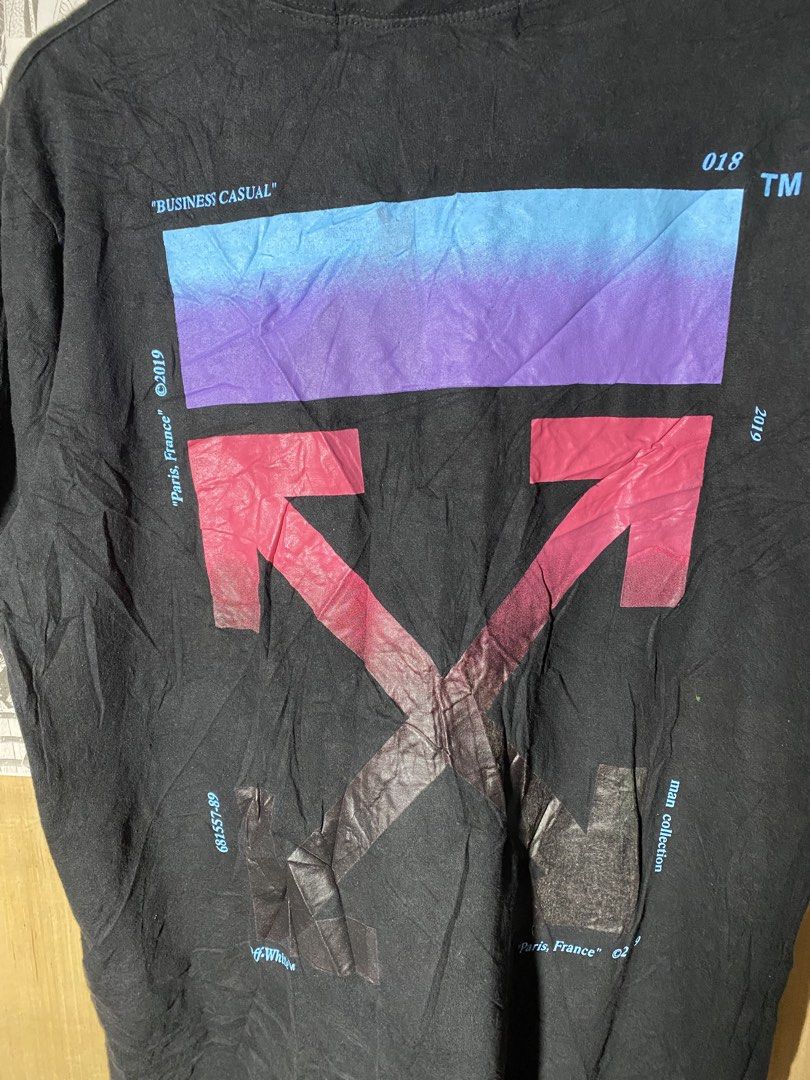 OFF WHITE SHIRT (Category: Activewear) located in Cagayan de Oro. Submitted by thriftchubs (Listing ID 1461951452, Image 3). Description: 22.5 X 28 L VGOOD CONDITION NO ISSUE NEED WASH PHOTO MAY VARY DUE TO LIGHTING CR 9.5 .