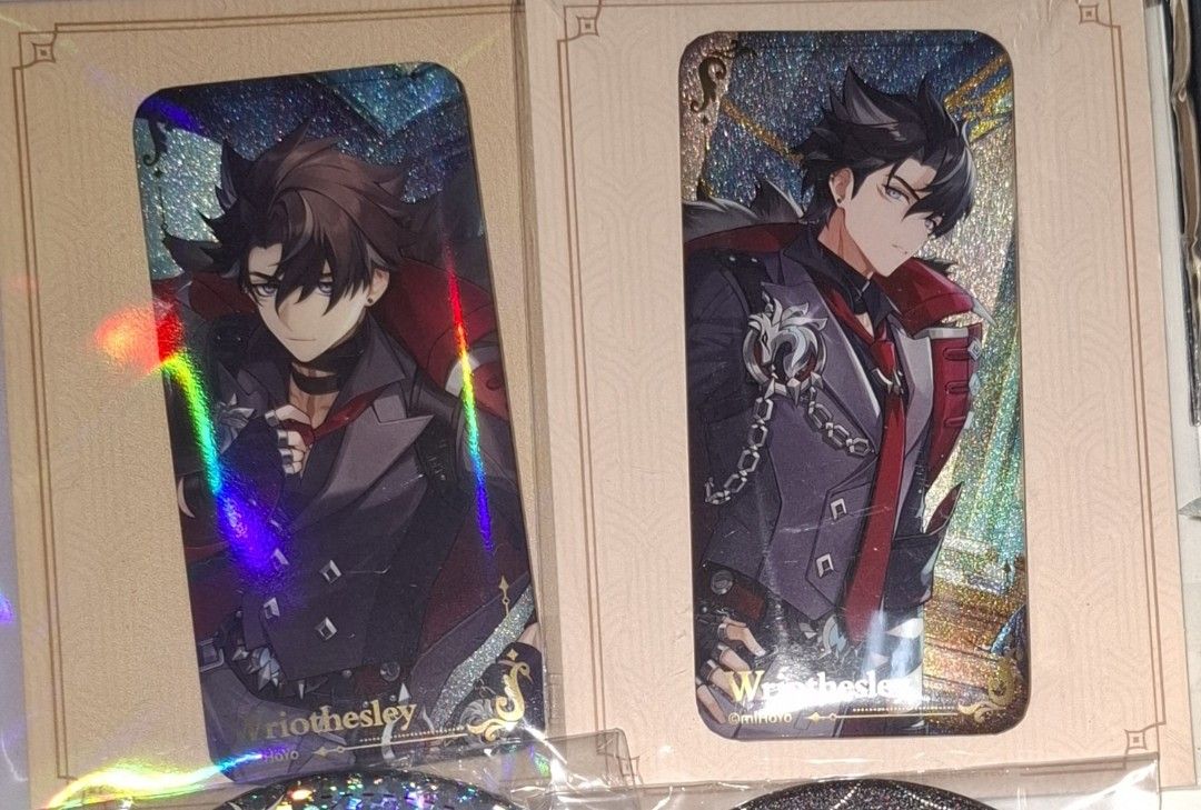 OFFICIAL GENSHIN IMPACT WRIOTHESLEY RECTANGLE PINS (Category: Character Goods) located in Cavite. Submitted by sereiannnn (Listing ID 1461872918, Image 1). Description: Extra copies I have, left pin no longer in original plastic package. Taken out once or twice to inspect, no damages. ₽250 each, ₽450 take both! Shipping not included yet!! Loc Imus, Cavite GCash and J&T only!! .