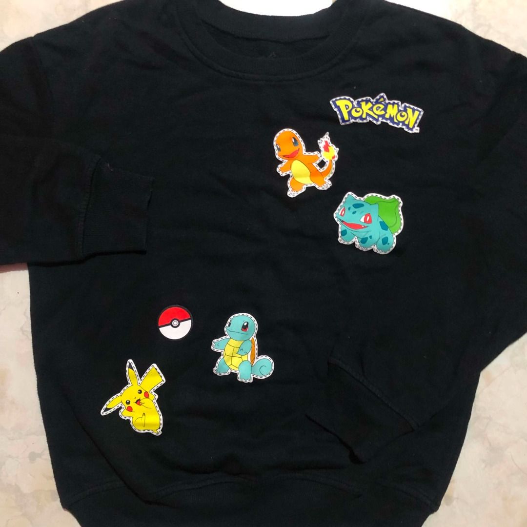 Official Pokémon Starter Characters Crewneck Sweatshirt (Size S) (Category: Coats, Jackets and Outerwear) located in Caloocan City. Submitted by warmfalcon.74f8b8 (Listing ID 1461966871, Image 2). Description: Title: Official Pokémon Starter Characters Crewneck Sweatshirt (Size S) Price: ₱300 Description: - Authentic / Officially Licensed Pokémon apparel - Features high-quality graphic patches of Pikachu, Charmander, Squirtle, and Bulbasaur - Siz