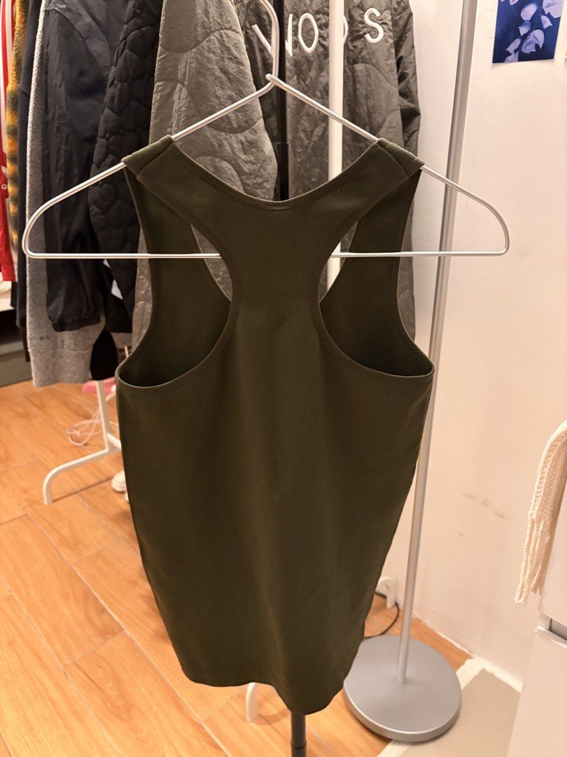 Olive Green Racerback Tank Top (Category: Sleeveless) located in Mandaluyong City. Submitted by boopiefinds (Listing ID 1461977677, Image 2). Description: .