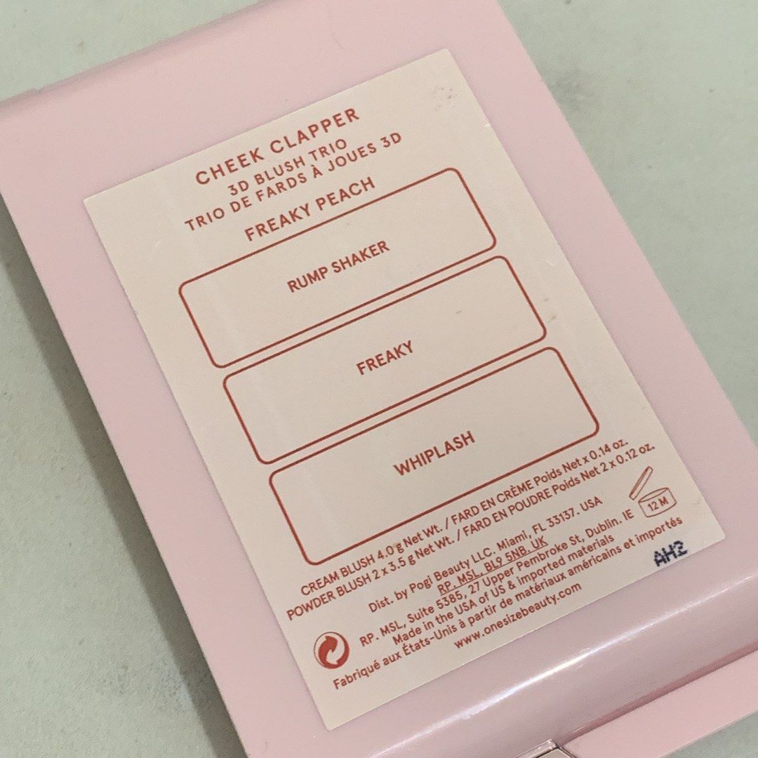 ONE/SIZE Cheek Clapper 3D Blush Trio - Freaky Peach (Category: Makeup) located in San Pascual. Submitted by khatpeachy89p08 (Listing ID 1461804569, Image 3). Description: - ONE/SIZE Cheek Clapper 3D Blush Trio in Freaky Peach - Features three shades: Rump Shaker, Freaky, and Whiplash - Includes one cream blush and two powder blushes - Perfect for adding a pop of color to your cheeks - Compact and travel-friendly design.