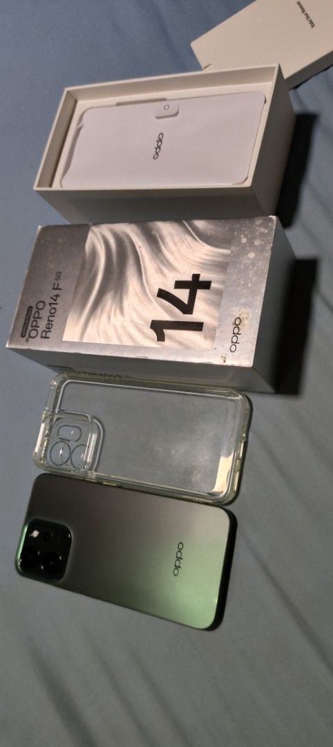 OPPO Reno 14F 5G (Category: Samsung) located in Quezon City. Submitted by nobody241625 (Listing ID 1462012116, Image 2). Description: Complete package. Supersmooth no scratches or dents. Luminous Green color. Seldom used because i have several android fones and tablets. RFS: upgrading Fishermall QC meet up Dunkin Donuts or KFC. Pm if interested.