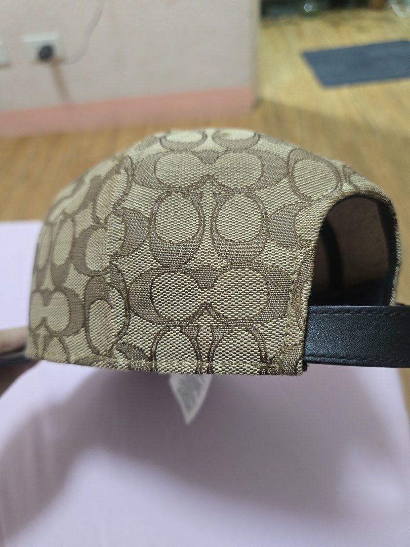Original Coach signature flat brim cap (Category: Caps & Hats) located in Manila. Submitted by milleshoppppp (Listing ID 1461987758, Image 3). Description: - Bought in US outlet - No packaging but original - Black brim (possibly leather) - Adjustable strap with Coach buckle at the back - One size fits most - Perfect accessory to elevate any outfit - [ORIGINAL] Coach signature flat brim cap Condition: Not used (good condition) Price: 2500.