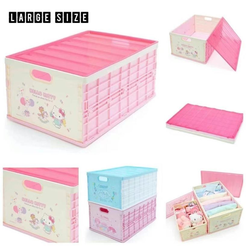 Original Sanrio Hello Kitty 2021 Large Foldable Plastic Storage Box with Lid (Category: Storage Boxes & Baskets) located in Manila. Submitted by littlemingshop (Listing ID 1461871535, Image 1). Description: 09-15-2026 for shipping metro manila only brand new Before P 1800 brand new, Original (L) Sanrio 2021 Hello Kitty Foldable Plastic Storage Box with Lid, size :Large material:PP Helps you keep your things organized and neat. Stackable for incre