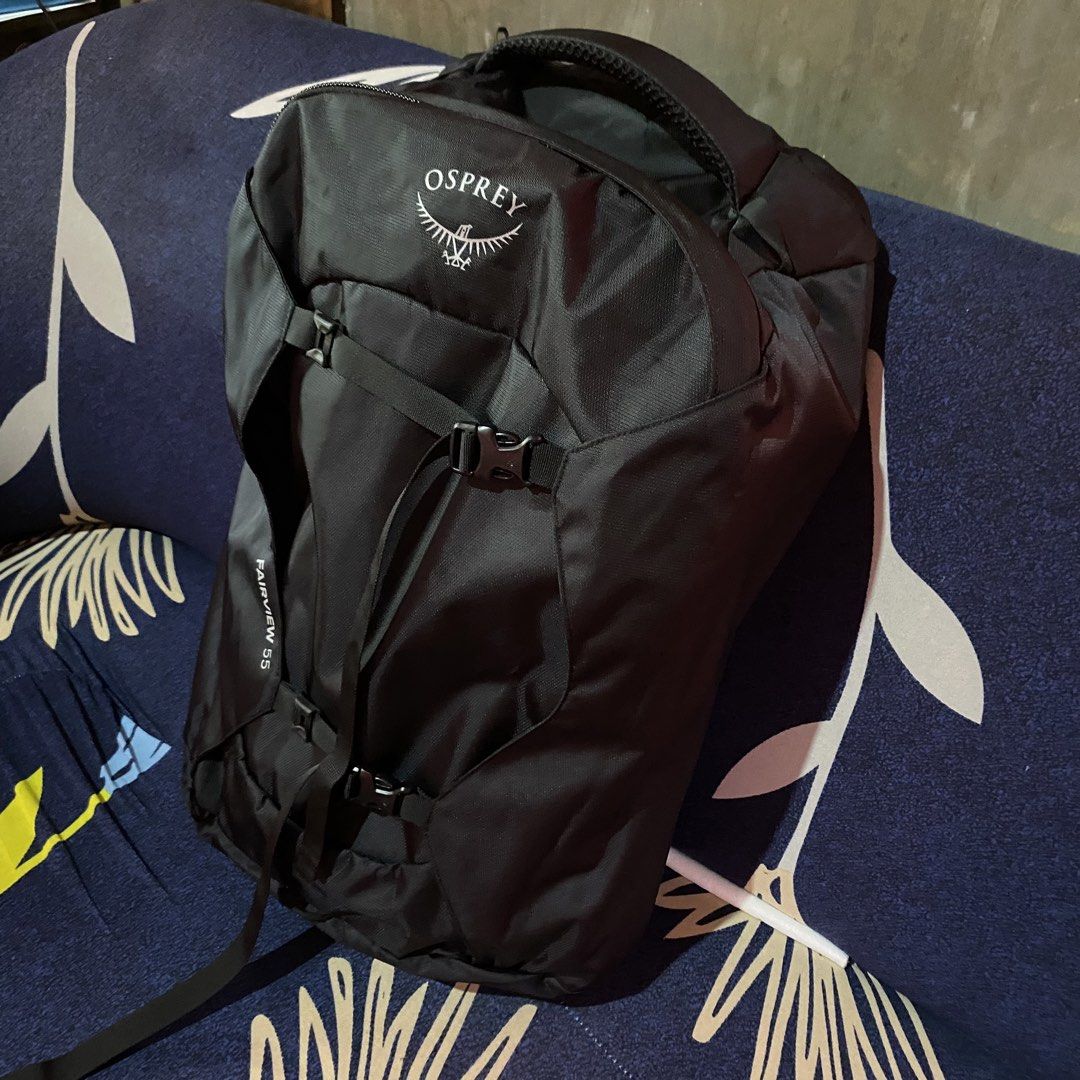 Osprey Fairview 55 Travel Backpack Black (Category: Backpacks) located in Dipolog. Submitted by thriftcher (Listing ID 1461864157, Image 3). Description: - Osprey Fairview 55 travel backpack - Color: Black - Ideal for travel, offering ample space - Made with durable materials - Zippers are in excellent working condition - Adjustable straps for a comfortable fit - Ready for your next adventure! Issue: Missing strap sa likod Like new pa to. Dm.