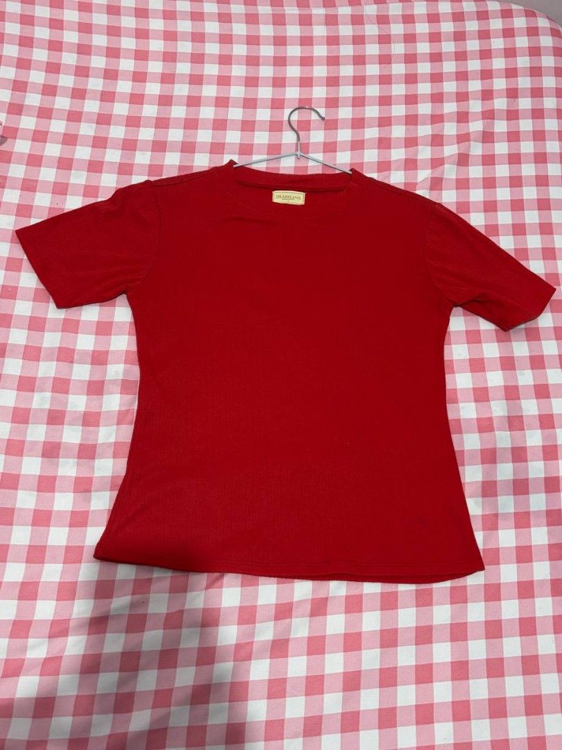 Penshoppe Red Ribbed Shirt (Category: Shirts) located in Quezon City. Submitted by declutteringnook (Listing ID 1462002990, Image 3). Description: - size: small - slim fit - only used once - loc: QC near fishermall.