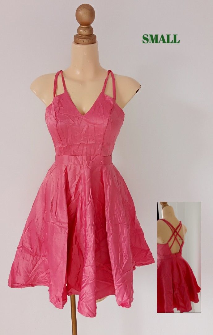 Pink Spaghetti Strap V-Neck A-Line Mini Dress (Category: Dresses) located in Anahawan. Submitted by THRIFTYCHEZZ (Listing ID 1461862220, Image 1). Description: .