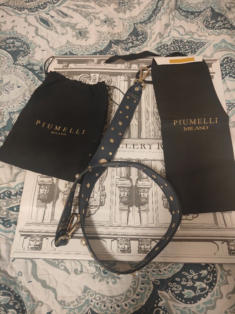 Piumelli Milano bag strap (Category: Cross-body Bags) located in Valenzuela. Submitted by kchinadol (Listing ID 1461801373, Image 1). Description: Piumelli Milano bag straps high-quality Italian leather.Well loved. Pearl design. Trendy sophisticated bag strap for your designer bags Inclusions: dust bag and paper bag.