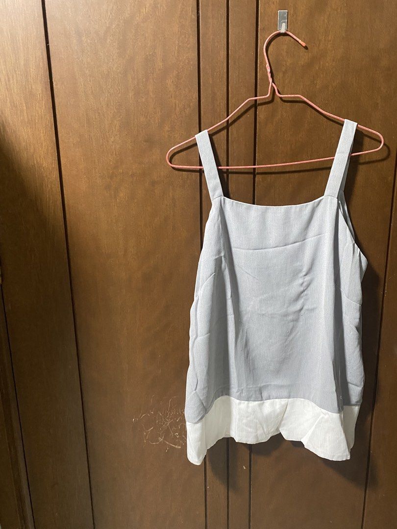Plains & Prints Grey Striped Square Neck Tank Top (Category: Sleeveless) located in Manila. Submitted by starrystylecloset (Listing ID 1461999309, Image 1). Description: .