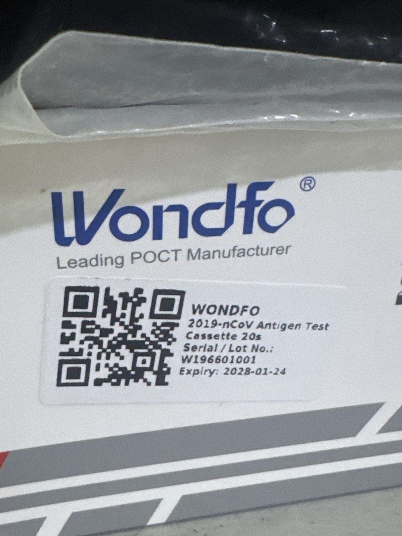 Wondfo Antigen kit (Category: Sanitizers & Disinfectants) located in Quezon City. Submitted by beanne17 (Listing ID 1461935711, Image 1). Description: - Wondfo antigen 100 each .