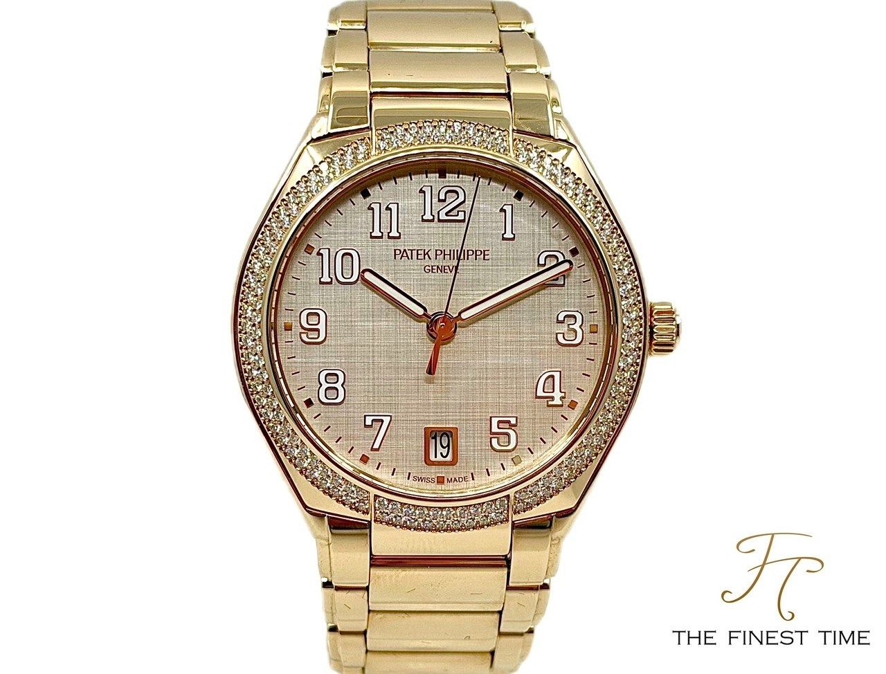 PP Patek Philippe Twenty~4 7300/1200R-010 Silvery White _ July 2026 (Category: Watches) located in Singapore. Submitted by thefinesttime (Listing ID 1461897329, Image 1). Description: Model: Patek Phillpe Twenty~4 Reference: 7300/1200R-010 Case Diameter: 36MM Dial Color: Silvery white Material: Rose gold Bezel Material: Factory 160 diamonds Bracelet material: Rose gold Box & Paper: Yes,full set Date of Purchase: July 2026 Warranty: 2-yrs fr purch