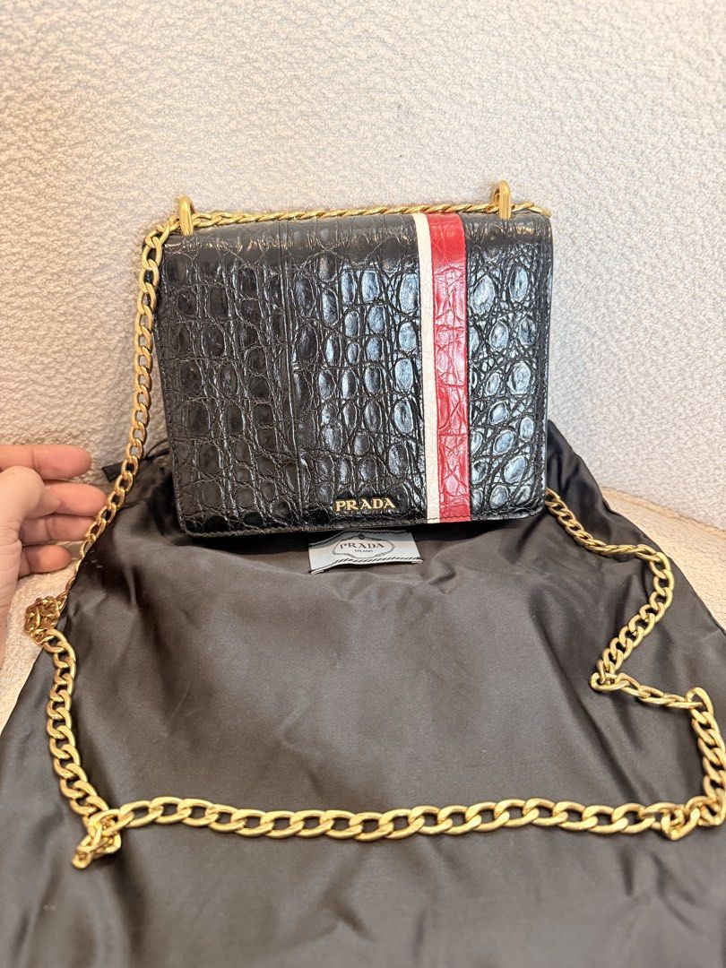 prada limited edition exotic real crocodile leather (Category: Luxury Bags & Wallets) located in Marikina City. Submitted by luxxetinn (Listing ID 1461892576, Image 1). Description: with dustbag and authentication.