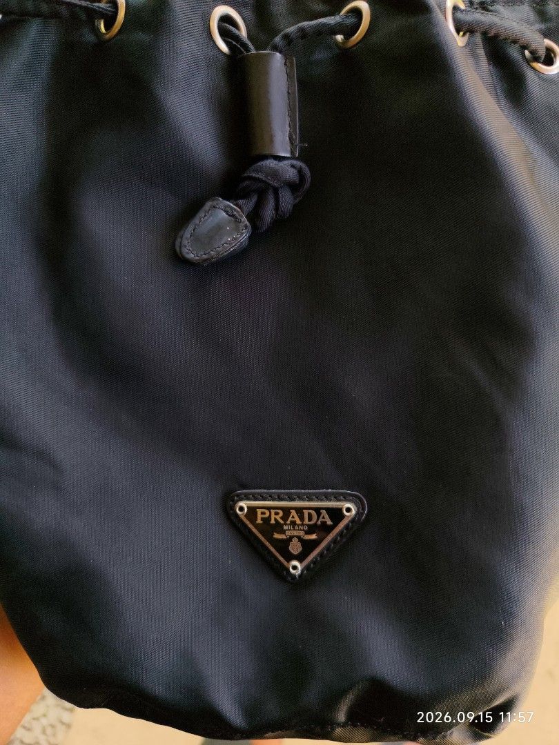Prada Pouch (Category: Luxury Bags & Wallets) located in La Union. Submitted by lumang__gamit00 (Listing ID 1461828167, Image 3). Description: Prada Black Nylon Drawstring Pouch excellent Condition.