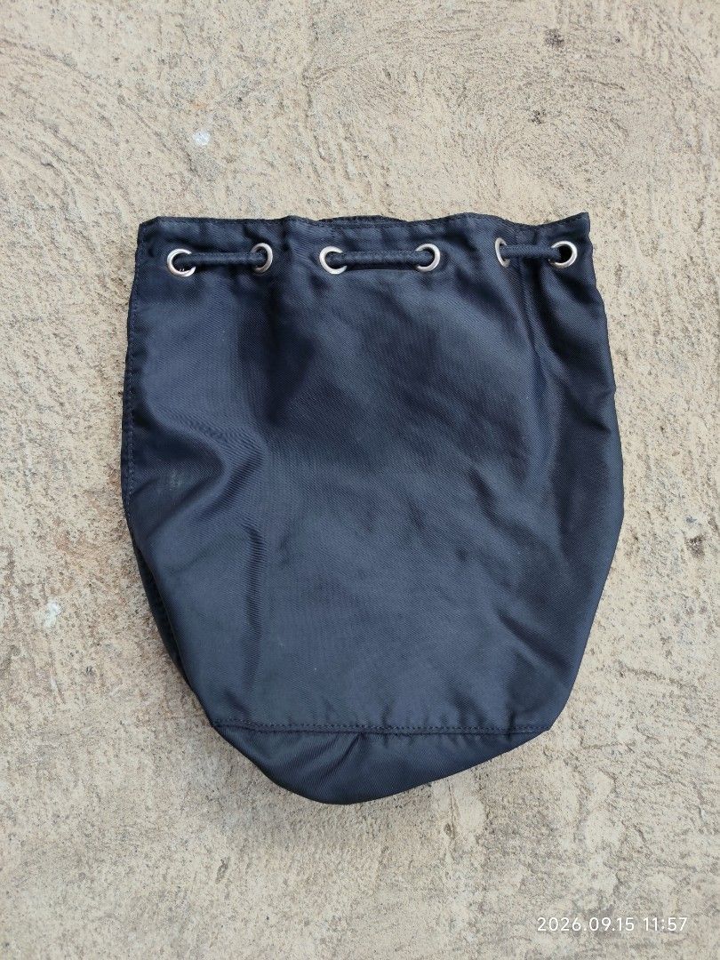 Prada Pouch (Category: Luxury Bags & Wallets) located in La Union. Submitted by lumang__gamit00 (Listing ID 1461828167, Image 2). Description: Prada Black Nylon Drawstring Pouch excellent Condition.