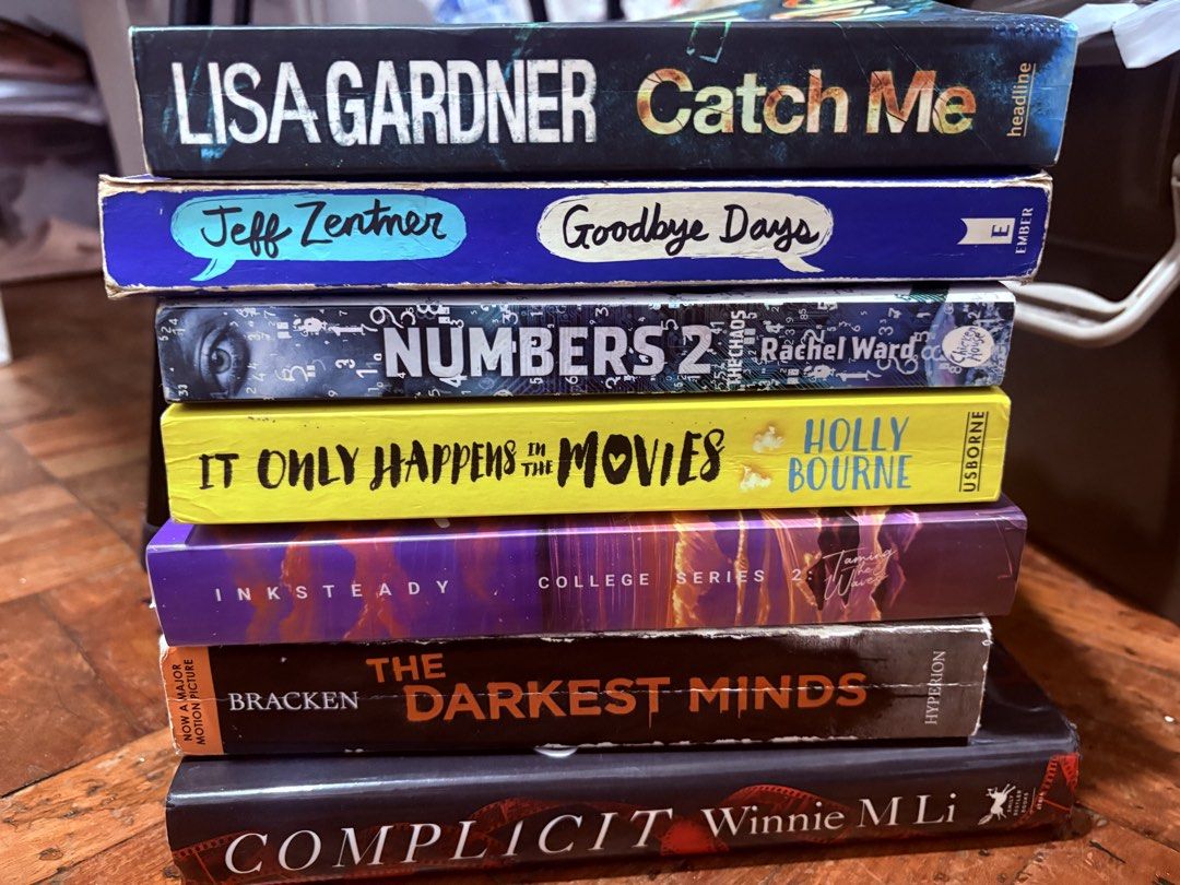 Preloved Books (Category: Storybooks) located in Manila. Submitted by acestlavie (Listing ID 1461893210, Image 1). Description: Price List: 1. Taming the Waves - 300 pesos (Brand New & Sealed) 2. Complicit - 200 pesos (Hardbound & minor flaws due to storage in shelves) 3. The Darkest Minds - 125 pesos (yellowish pages & minor flaws due to storage) 4. BOOK BUNDLE - 4 books for 300 pesos (100 each) - Catch Me by Lisa Gardner - Goodbye Days by Jeff 