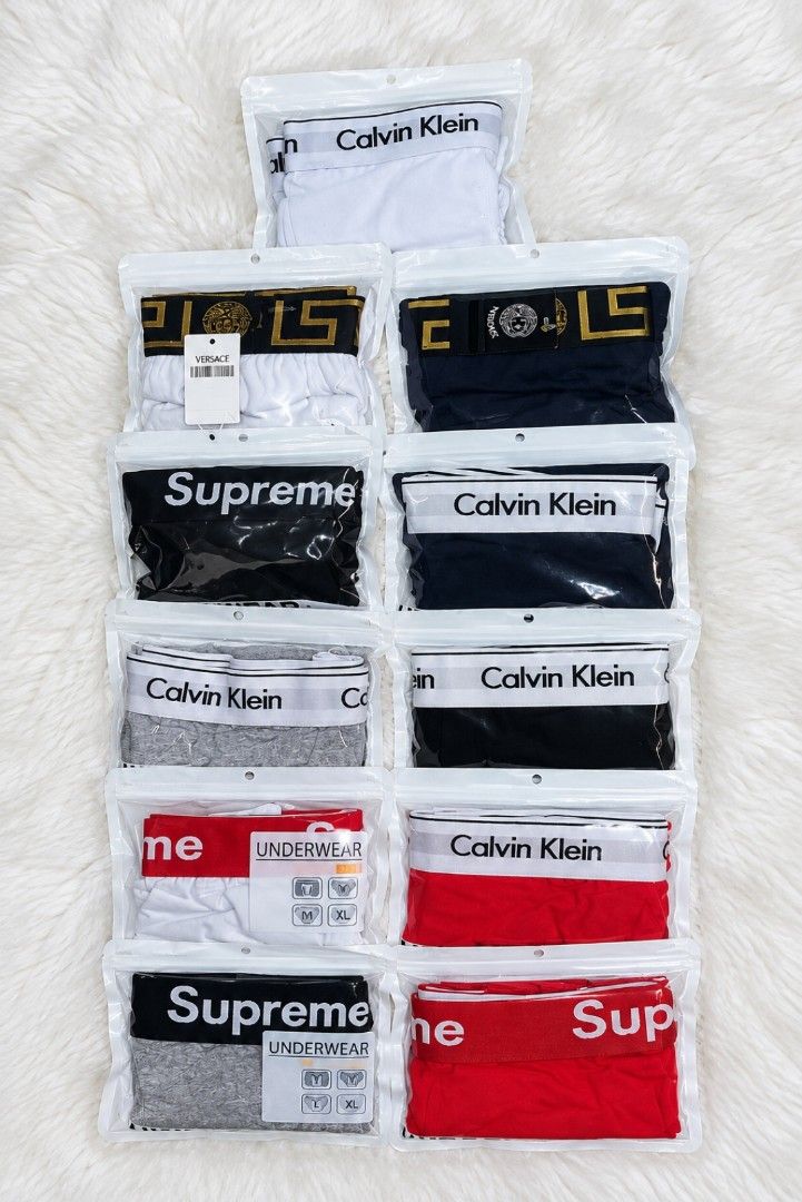 PREMIUM MEN'S BOXER BRIEFS (BRANDED) (Category: Underwear) located in Caloocan City. Submitted by keenwhale-4d3608 (Listing ID 1461885377, Image 3). Description: Upgrade your daily comfort with high-quality, breathable fabric boxer briefs. Comes with individual ziplock pouch packaging—perfect for personal use or gifting! BRANDS: Calvin Klein (CK) Versace Supreme SIZES & FIT: Small / Medium / Large / XL / XXL 📩 Message us directly for orders, ava