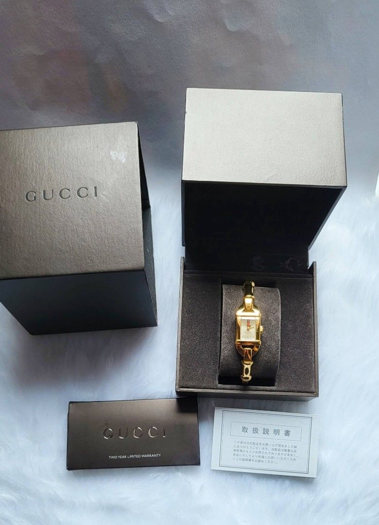 Preowned Authentic Gucci Watch for Women (Category: Luxury Watches) located in Manila. Submitted by rosewatches (Listing ID 1461816743, Image 2). Description: Preowned Authentic Gucci Watch for Women •Swiss made •fit up to 18cm wrist size •Like New Condition •Complete Inclusion (100% Original Preowned watch) {Ready for delivery/pickup/meetup} 📍Manila, Philippines for more affordable luxury! Follow us on ➡️FB: W.R Luxury Brands PH 🩵 Kindly keep 