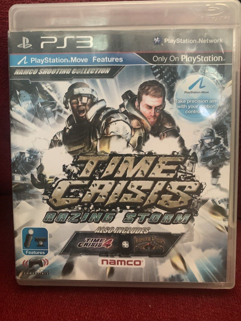PS3 Time Crisis Razing Storm Namco Shooting Collection (Category: PlayStation) located in Makati City. Submitted by emenem.m (Listing ID 1462026977, Image 1). Description: - Time Crisis Razing Storm for PS3 - Includes Time Crisis 4 - Includes Deadstorm Pirates - Supports PlayStation Move for precise aiming - Perfect for shooting game enthusiasts.