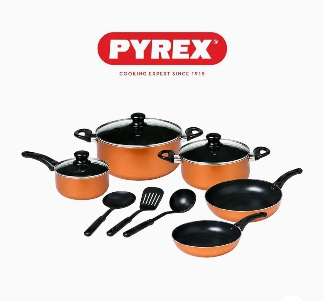 Pyrex Cookware Set with Lids and Utensils 11pc (Category: Cookware & Accessories) located in Rodriguez. Submitted by pasabuymokaykwe_dubai (Listing ID 1462003587, Image 1). Description: ✅️Brand New ✅️From Dubai ✅️Original - Pyrex cookware set non stick - Includes pots with glass lids and frying pans - Comes with cooking utensils (spatula, ladle) - Ideal for everyday cooking - Durable and easy to clean - 11pc in total.