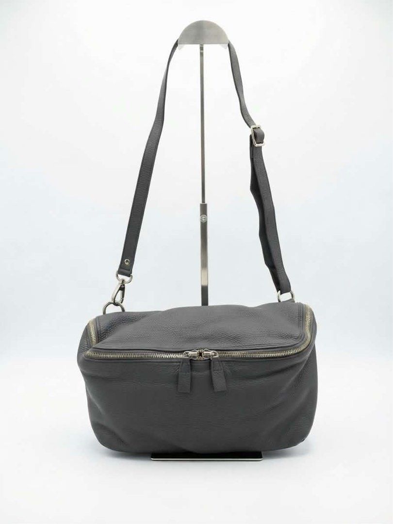 Rabeanco Dark Grey Pebbled Leather Shoulder Bag (Category: Shoulder Bags) located in Cavite. Submitted by bags_unltd143 (Listing ID 1461836261, Image 1). Description: Dark grey Rabeanco shoulder bag. Made from pebbled leather. Has a main zip compartment and an internal zip pocket. Also has an external zip pocket on the front. Adjustable strap. Gold hardware details. Great everyday bag..