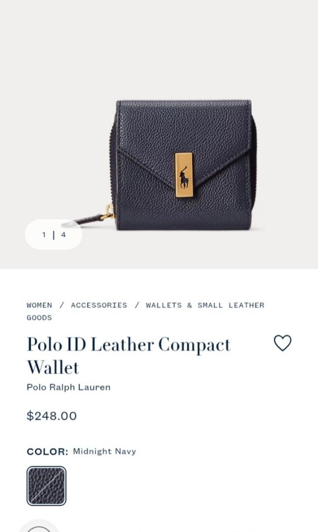 RALPH LAUREN LEATHER COMPACT WALLET (Category: Wallets & Card holders) located in Cabuyao City. Submitted by Bike_Clothing10 (Listing ID 1461814917, Image 1). Description: READ FIRST.... FOR SALE: POLO RALPH LAUREN LEATHER COMPACT WALLET Good Condition With inside tag Legit Dimes: 11.5 x 10 cm NOTE: -Faded/Scratches sa gold logo, kita naman sa pic. -Medjo madumi ung lagayan ng coins. -All in all Good Condition PRICE: 3K Free Shipping (J&T) -NO CO