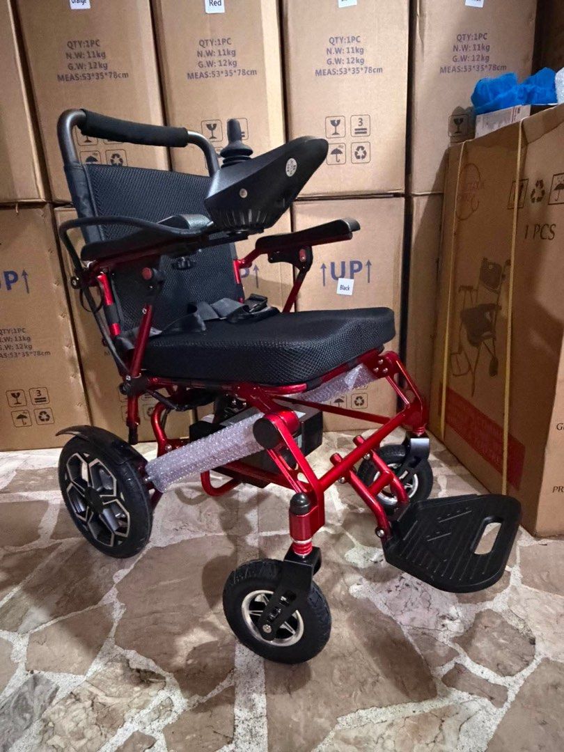 Red Electric Wheelchair with Joystick Control (Category: Wheelchairs) located in Manila. Submitted by rosel2001 (Listing ID 1461828613, Image 1). Description: - Red electric wheelchair - Easy control with joystick - Safety seatbelt included - Folds for convenient transport - Ideal mobility assistance - Ready for its new owner.