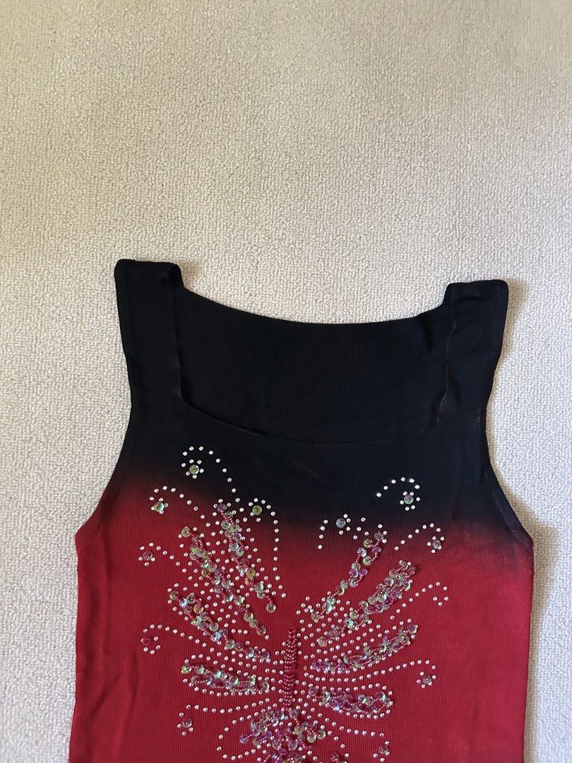 Red Graphic Rhinestones top (Category: Others Tops) located in Quezon City. Submitted by y2klar (Listing ID 1461994721, Image 3). Description: Red Graphic Rhinestones top Small-Medium 10/10 Condition no flaws..