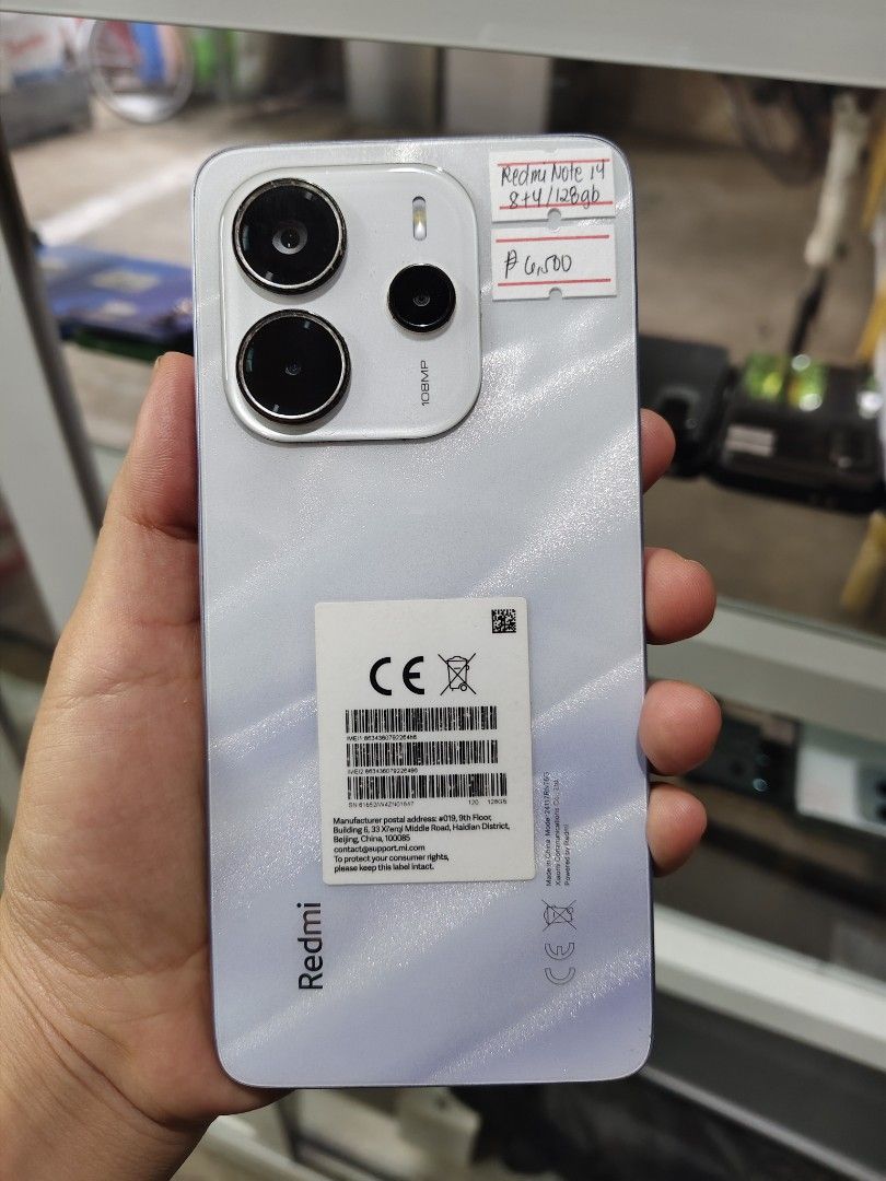 REDMI NOTE 14 (Category: Early Generation Mobile Phones) located in Manila. Submitted by atejo_store (Listing ID 1461929114, Image 2). Description: REDMI NOTE 14 💛 8+4/256GB - 7,000 6+2/128GB -6,000 8+4/128GB -6,500 * Display: 6.67” AMOLED, 120Hz * Processor: MediaTek Helio G99-Ultra * Main Camera: 108MP AI triple camera * Selfie: 20MP * Battery: 5,500mAh * Charging: 33W Turbo Charging * Protection: Corning Gorilla Glass 5 * OS: Xiaomi HyperOS *