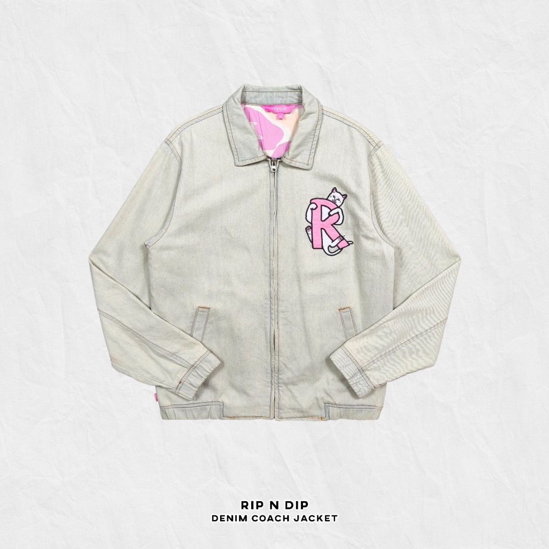 RIP N DIP DENIM COACH JACKET (Category: Coats, Jackets and Outerwear) located in Baguio. Submitted by curatedandselected (Listing ID 1461905154, Image 1). Description: Size: medium to large Dimes: 22W x 27L Condition: 9.5/10 Fabric: denim.