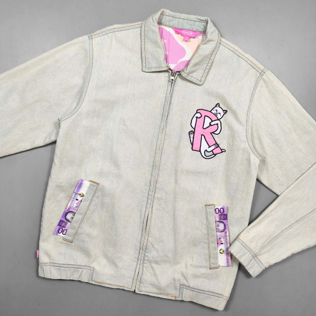 RIP N DIP DENIM COACH JACKET (Category: Coats, Jackets and Outerwear) located in Baguio. Submitted by curatedandselected (Listing ID 1461905154, Image 2). Description: Size: medium to large Dimes: 22W x 27L Condition: 9.5/10 Fabric: denim.