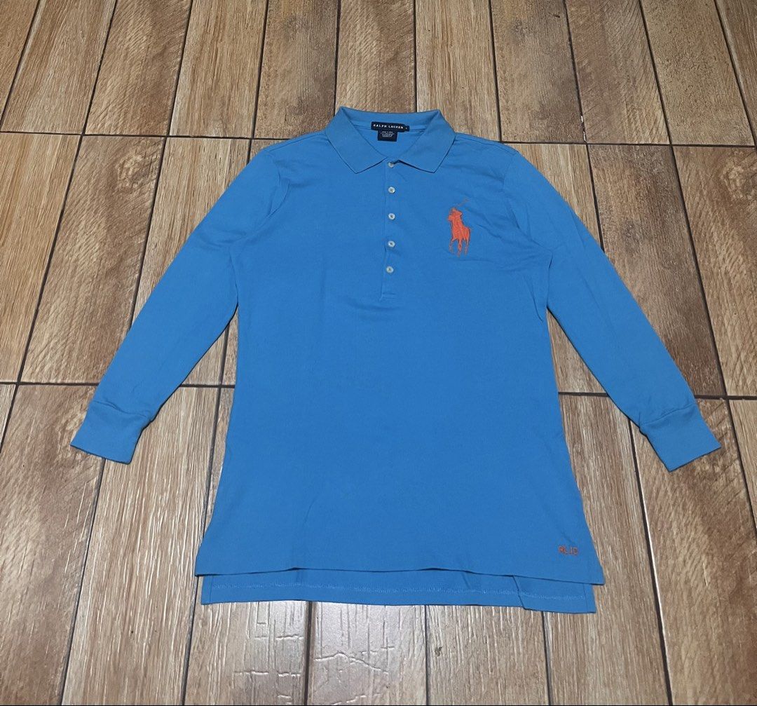 RL Polo Longsleeve Blue Orange Mini Pony (Category: Longsleeves) located in Paranaque City. Submitted by kuuuurt (Listing ID 1461823693, Image 1). Description: Very good condition Color rate 10/10 Minimal dot stain details in the picture Tagged L Width 16.5 Length 27 🏷️ 250 + Shipping fee 📦Shipping Nationwide via J&T 📍Parañaque 1700.