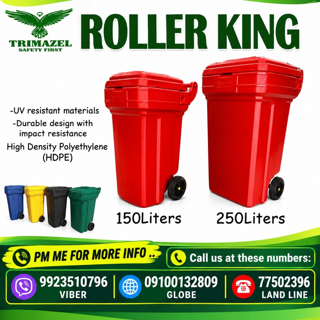 ROLLER KING TRASH BIN (Category: Looking For) located in Caloocan City. Submitted by trzl_liza14 (Listing ID 1461812755, Image 1). Description: ✅ Guaranteed lowest price ✅ Quality products ✅ Big discount for bulk orders ✅ 100% LEGIT TRUSTED SUPPLIER! ✅ With Complete Legal Documents ✅ BIR Registered We Supply All Kinds Of PPE Supplies, Raincoat, Hard Hat, Cooler Box, Plastic Trash Bin, Road Barriers, Kayak Boats, Crystal Kayak, Traffic Cone, T-Bol