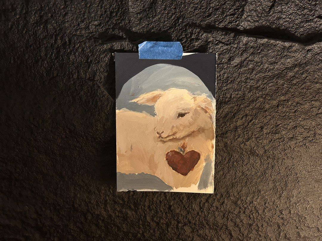 Sacred Heart Lamb Original Painting (Category: Art & Prints) located in Manila. Submitted by vccustods339 (Listing ID 1461801413, Image 1). Description: A one for one original piece! Acrylic on canvas paper, No frame, selling as is lang! Ty for supporting local artists!!💓😌.