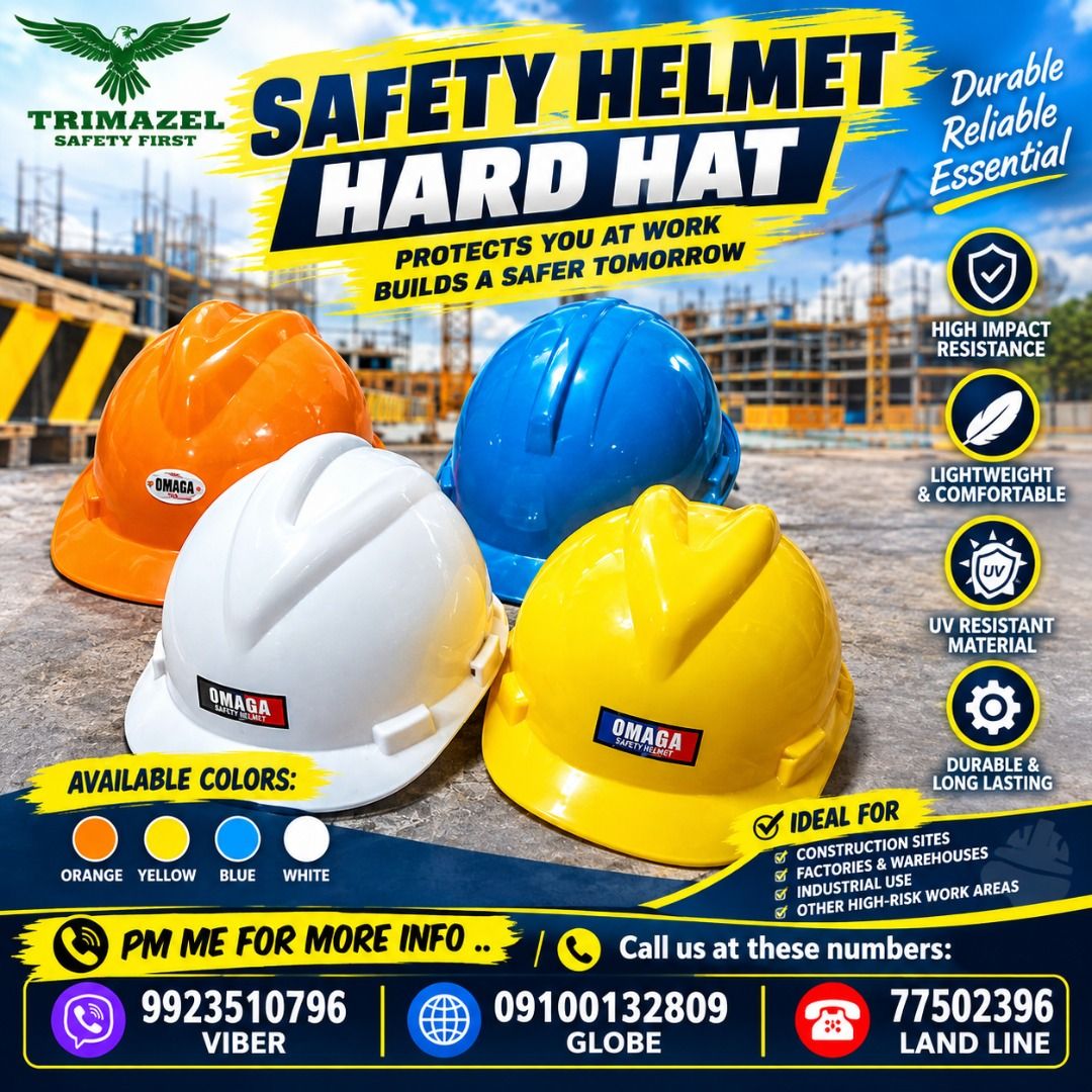 SAFETY HELMET HARD HAT (Category: Construction Tools & Equipment) located in Pasig City. Submitted by cruzmia.825 (Listing ID 1461849783, Image 1). Description: ✅ Guaranteed lowest price ✅ Quality products ✅ Big discount for bulk orders ✅ 100% LEGIT TRUSTED SUPPLIER! ✅ With Complete Legal Documents ✅ BIR Registered We Supply All Kinds Of PPE Supplies, Raincoat, Hard Hat, Cooler Box, Plastic Trash Bin, Road Barriers, Kayak Boats, Crystal Kayak, Tr